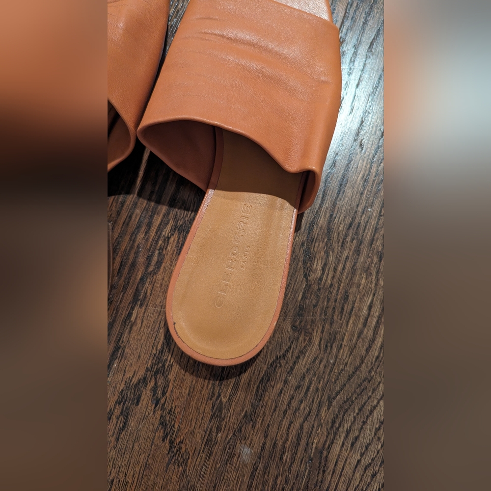 Robert Clergerie Itou Soft Sandals Leather Slides Brown Women's 37.5 $415 - Picture 5 of 10